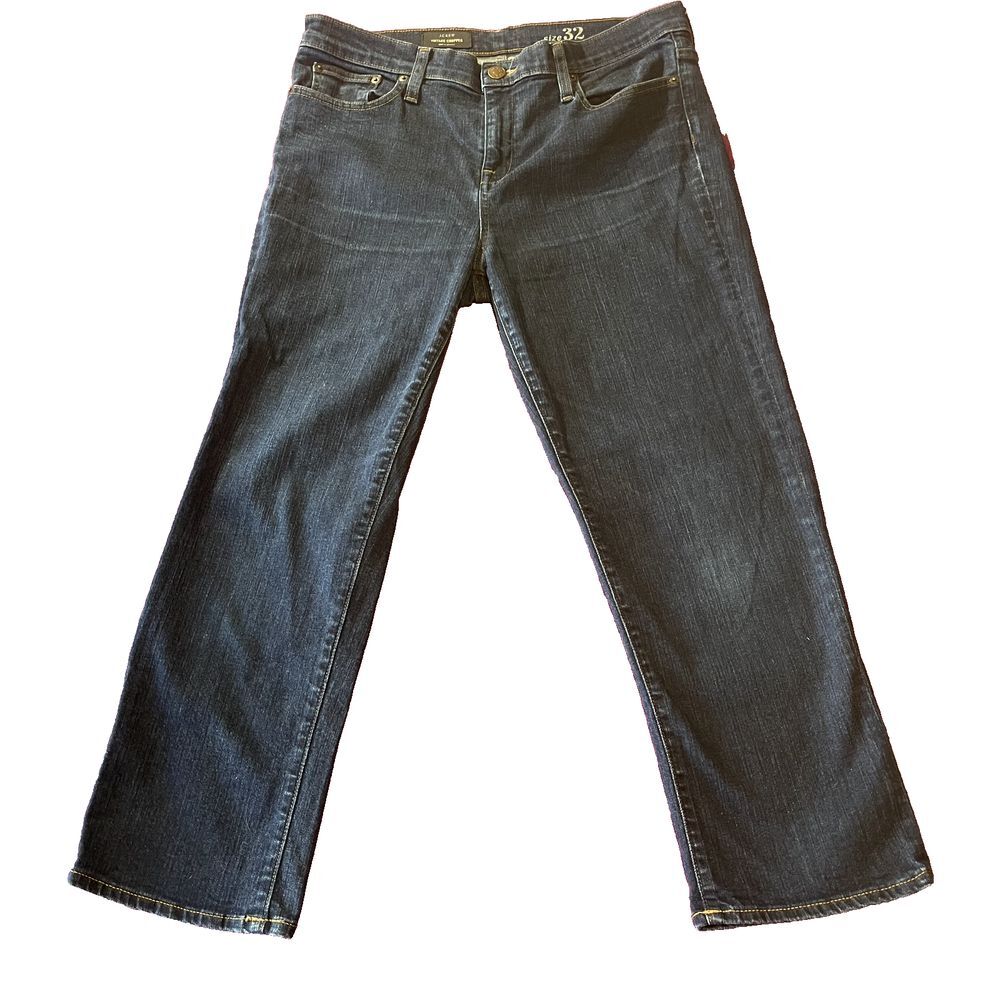 J Crew Vintage Cropped Medium Blue High‎ Rise Jeans Size 32